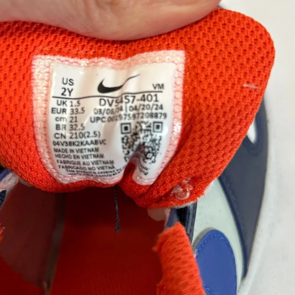 Nike Court Borough Low Recraft Kids Midnight Navy Orange DV5457-401 Size 2Y